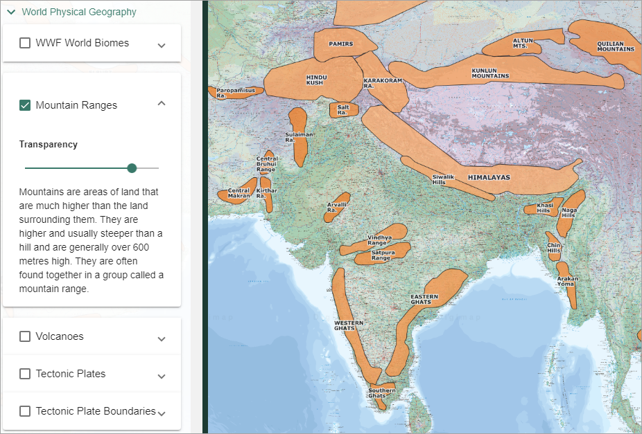 Mountain ranges overlay