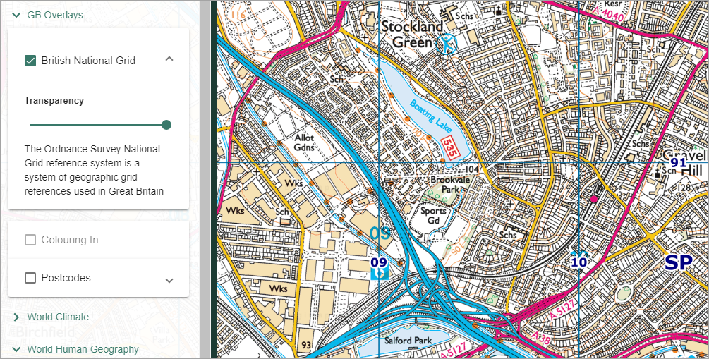 Overlay British National Grid lines