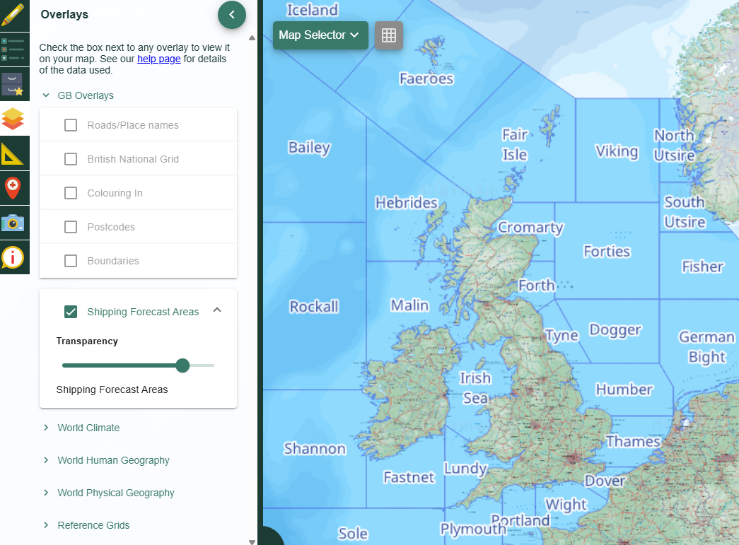 Overlays menu with Shipping selected